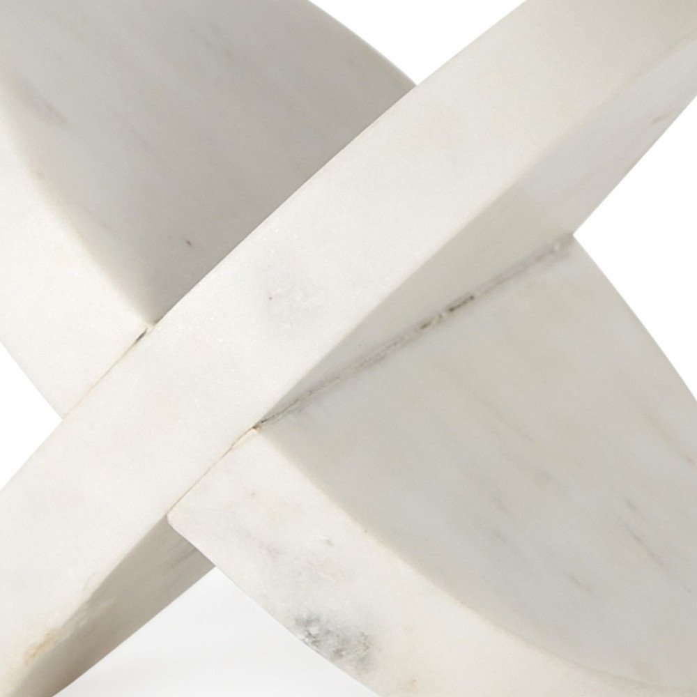 Petite White Marble Circular Sculpture on a white background