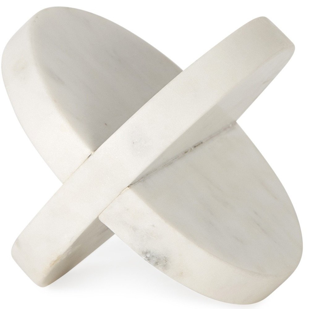 Petite White Marble Circular Sculpture on a white background