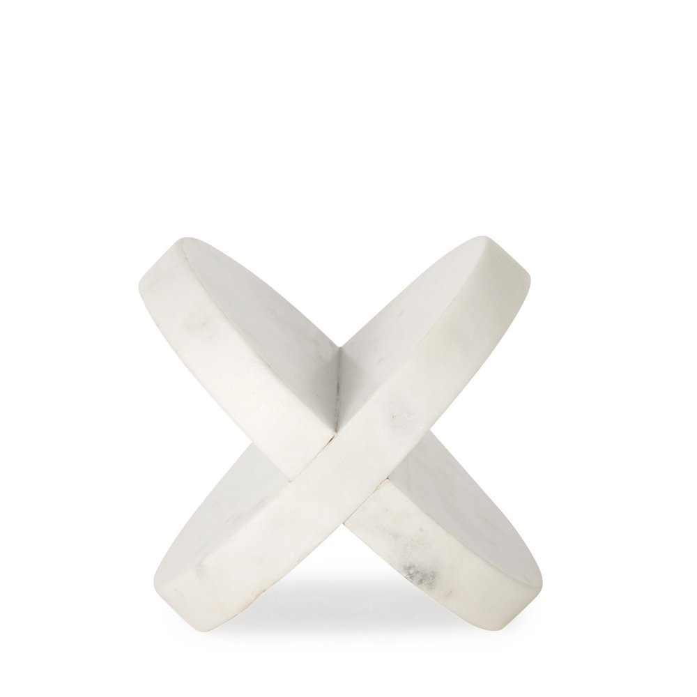 Petite White Marble Circular Sculpture on a white background