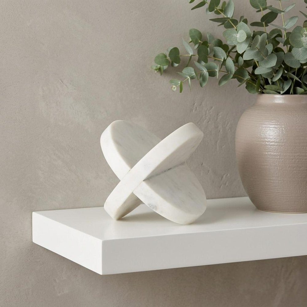 Petite White Marble Circular Sculpture