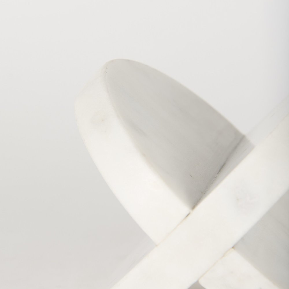 Petite White Marble Circular Sculpture on a white background