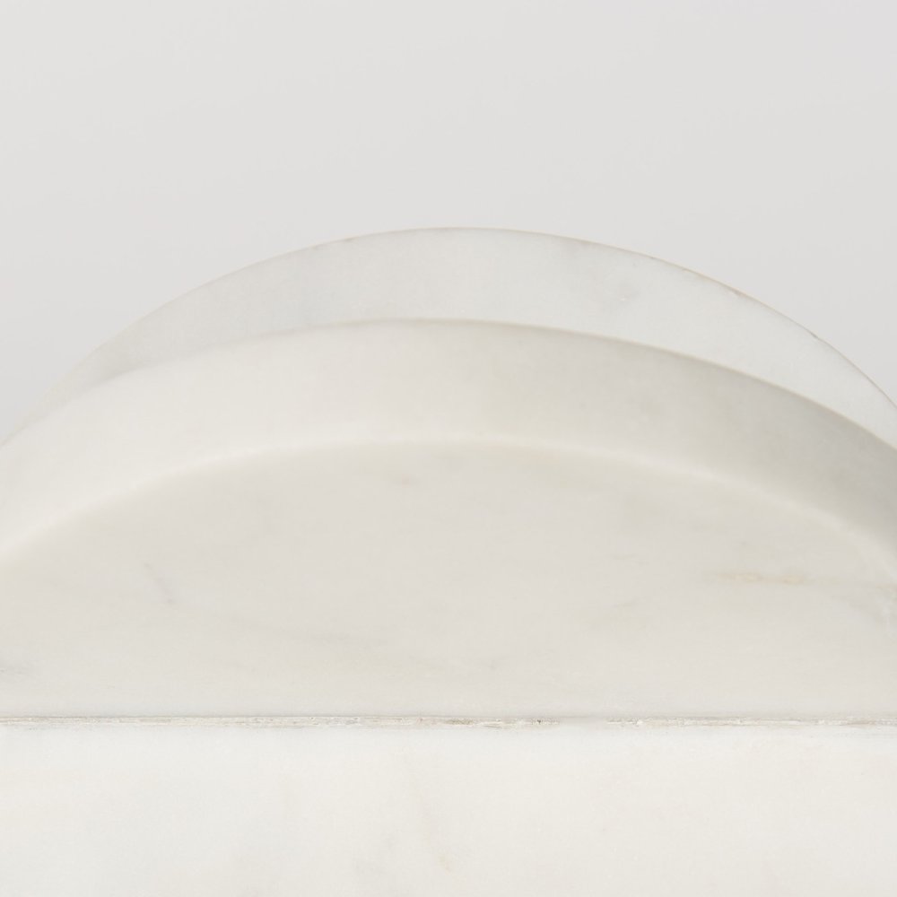 Petite White Marble Circular Sculpture on a white background
