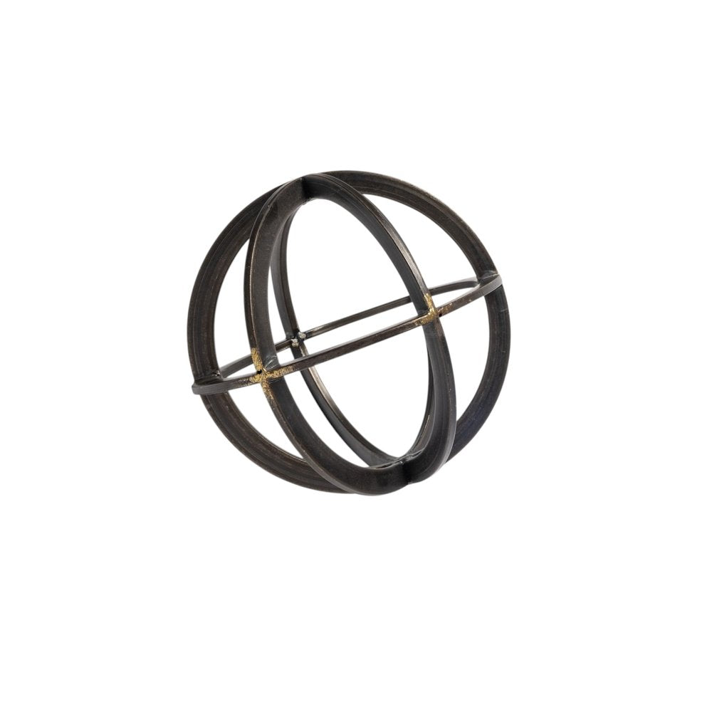 Petite Black Metal Circular Decorative Object on a white background
