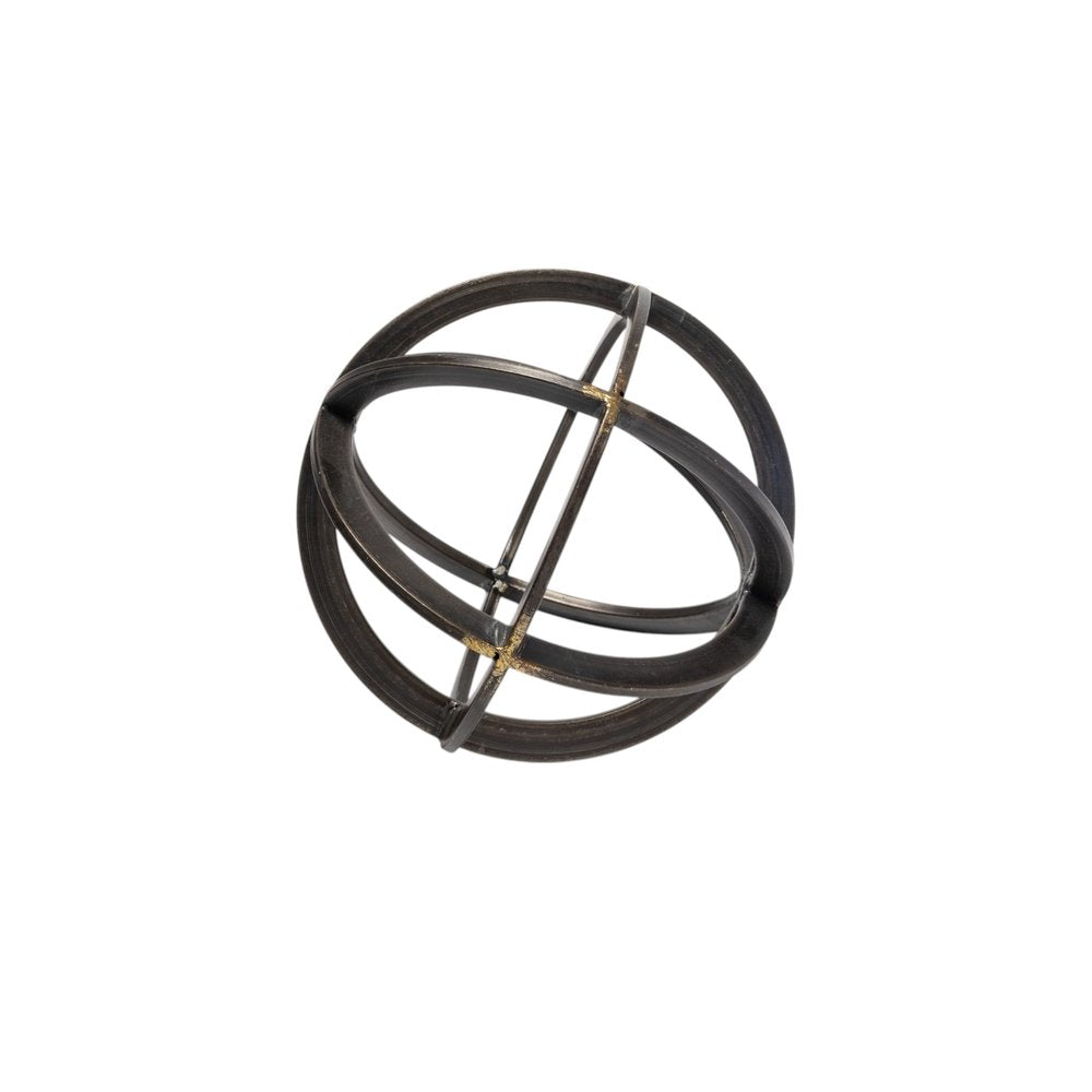 Petite Black Metal Circular Decorative Object on a white background