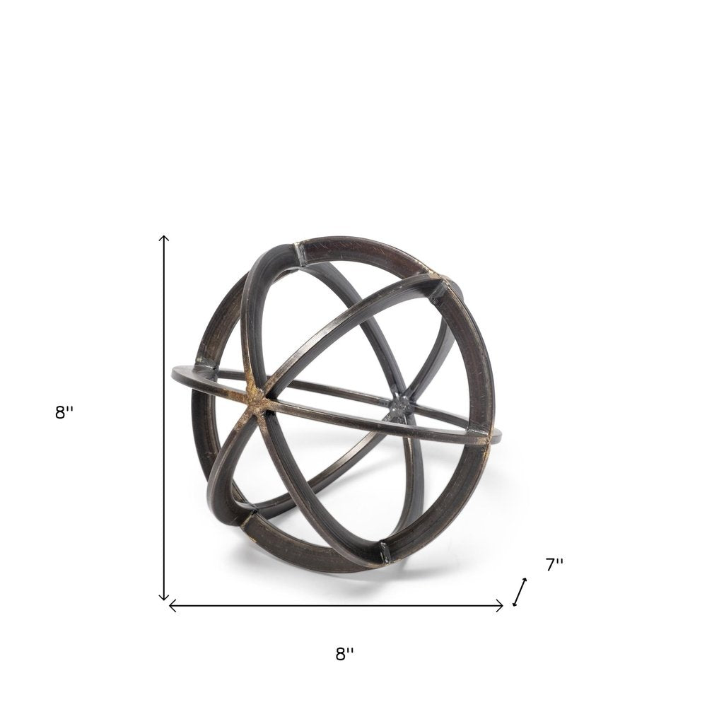 Petite Black Metal Circular Decorative Object on a white background