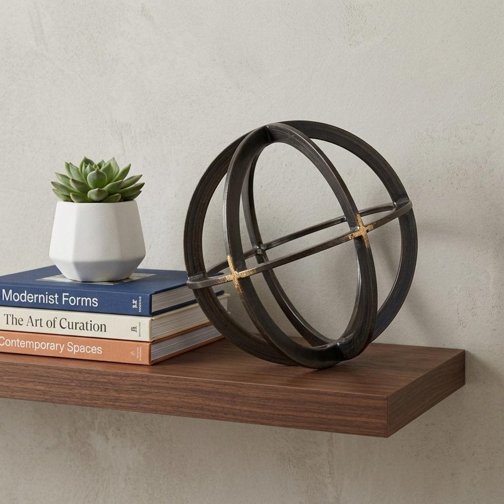 Petite Black Metal Circular Decorative Object