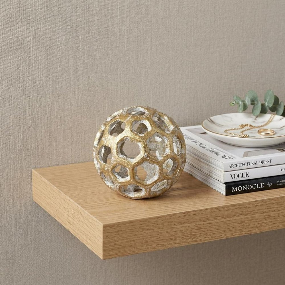 3" Gold Metal Decorative Orb Tabletop Sculpture
