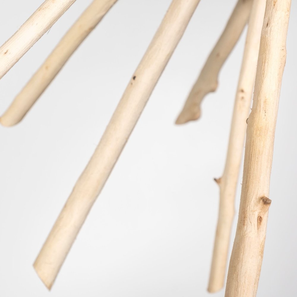 Wood And Metal Starburst Six Bulb Hanging Light on a white background