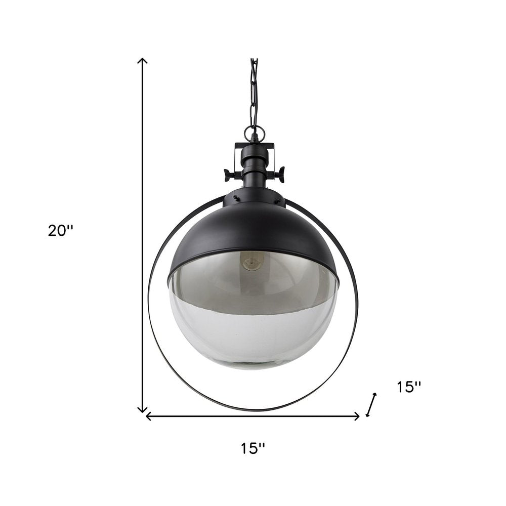 Black Metal Sphere Pendant Hanging Light on a white background