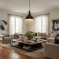 Black Metal Sphere Pendant Hanging Light in a home interior