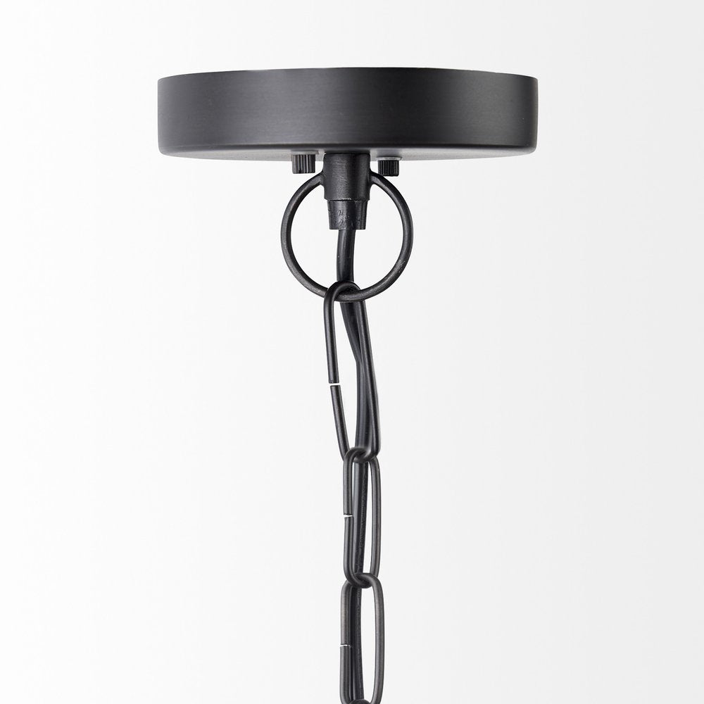 Black Metal Sphere Pendant Hanging Light on a white background