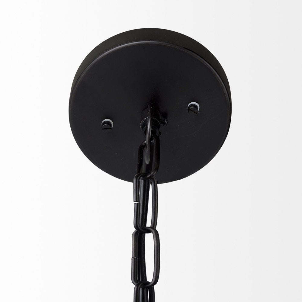 Black Metal Sphere Pendant Hanging Light on a white background