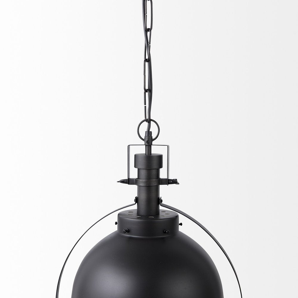 Black Metal Sphere Pendant Hanging Light on a white background