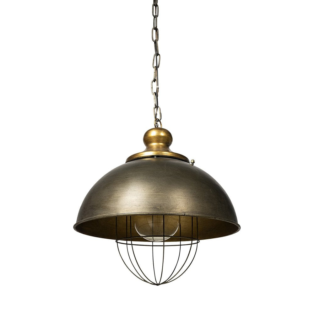 Rustic Gold Tone Metal Dome Hanging Light