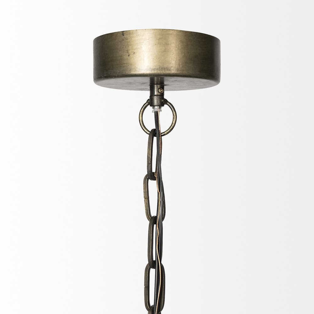 Rustic Gold Tone Metal Dome Hanging Light