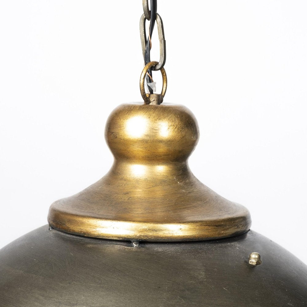 Rustic Gold Tone Metal Dome Hanging Light