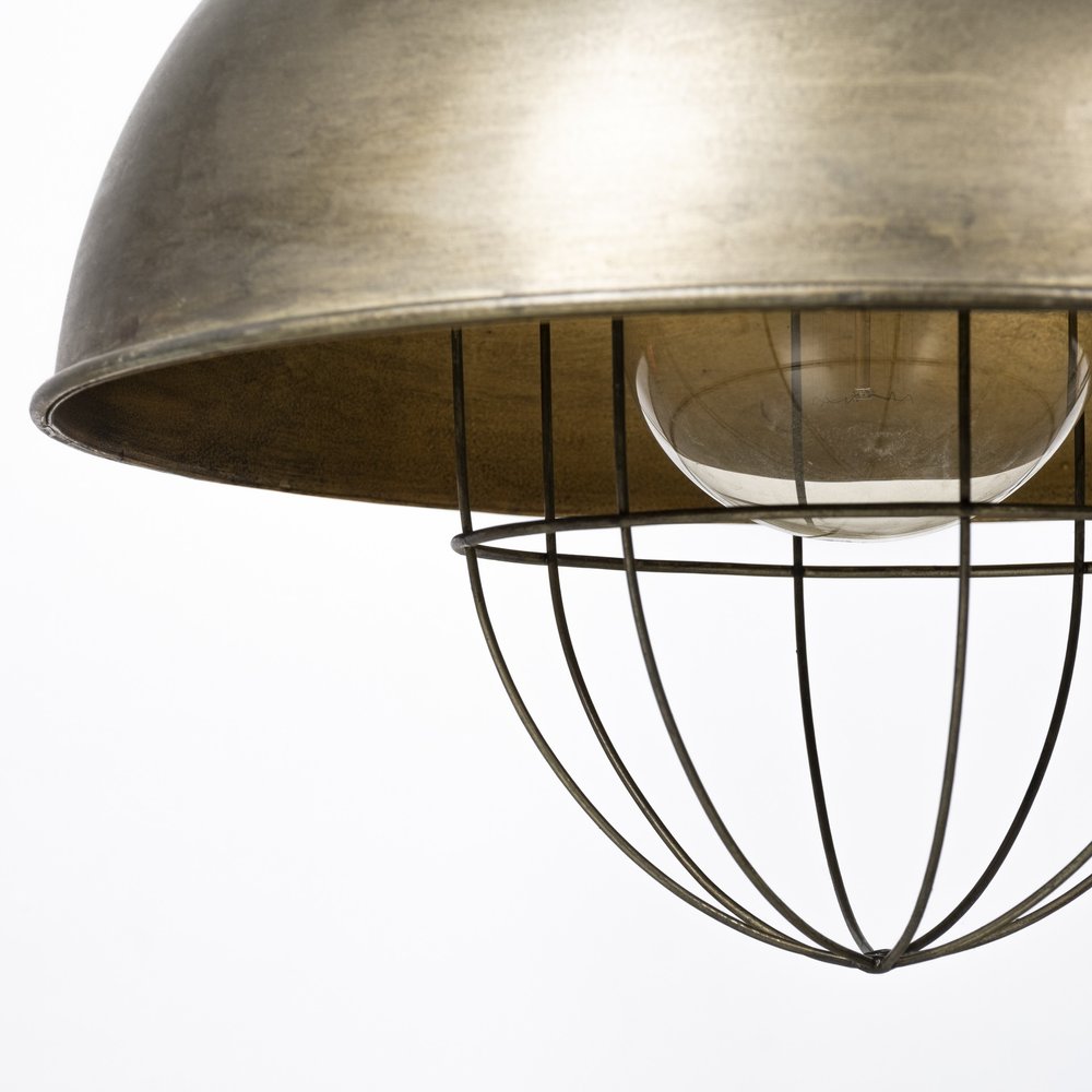 Rustic Gold Tone Metal Dome Hanging Light