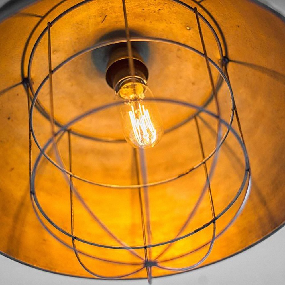 Rustic Gold Tone Metal Dome Hanging Light
