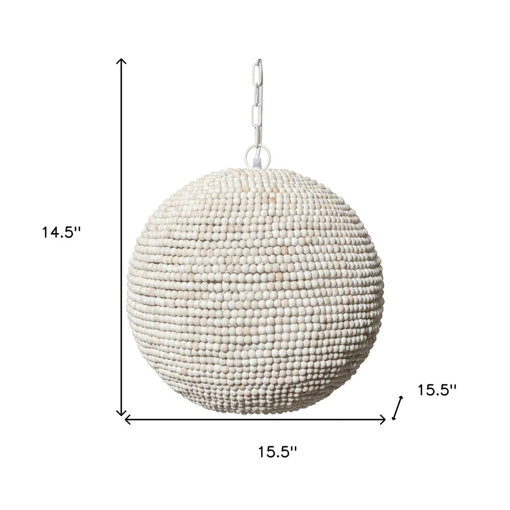 Whitewash Beaded Ball Hanging Pendent Light