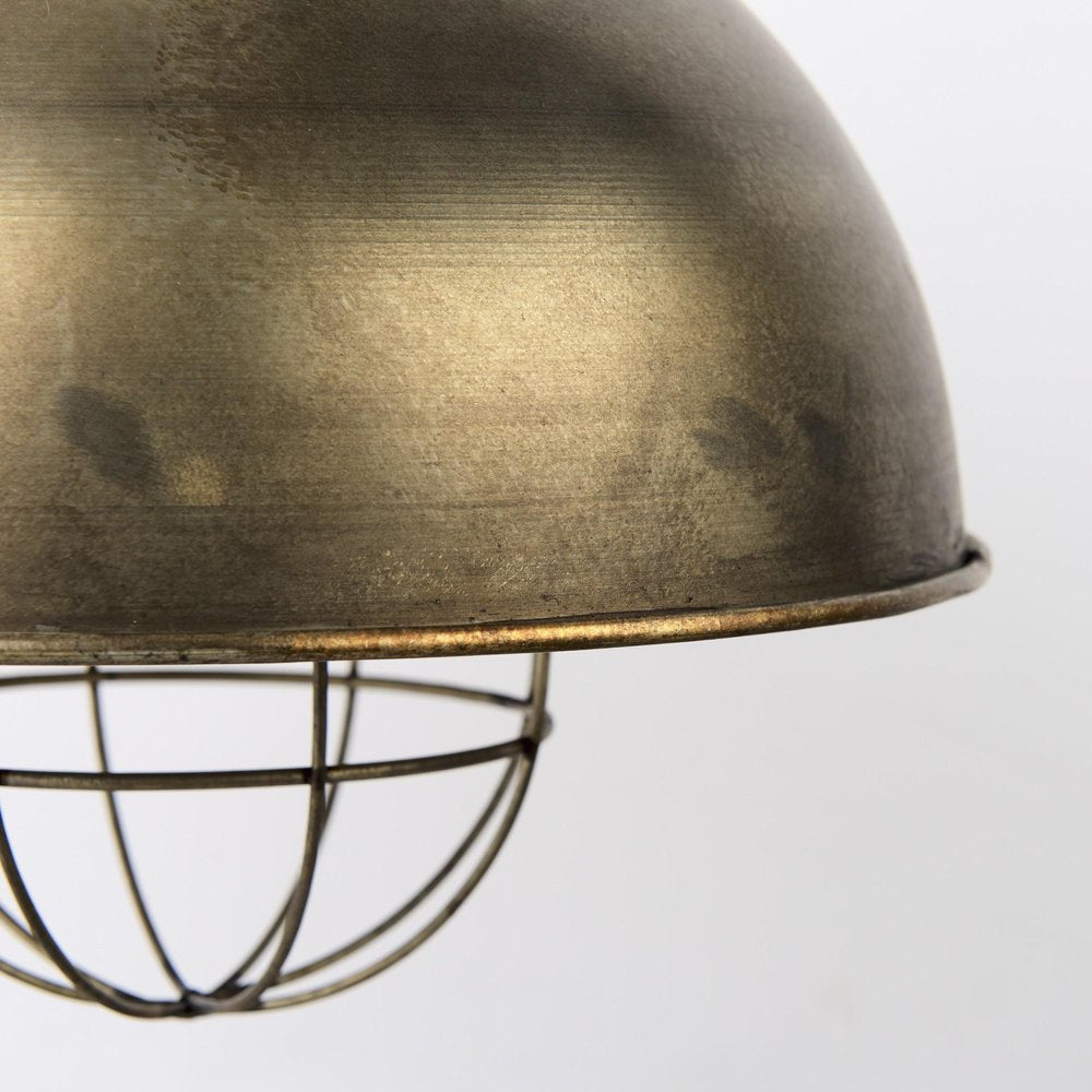 Distressed Bronze Metal Dome Hanging Light close-up detail