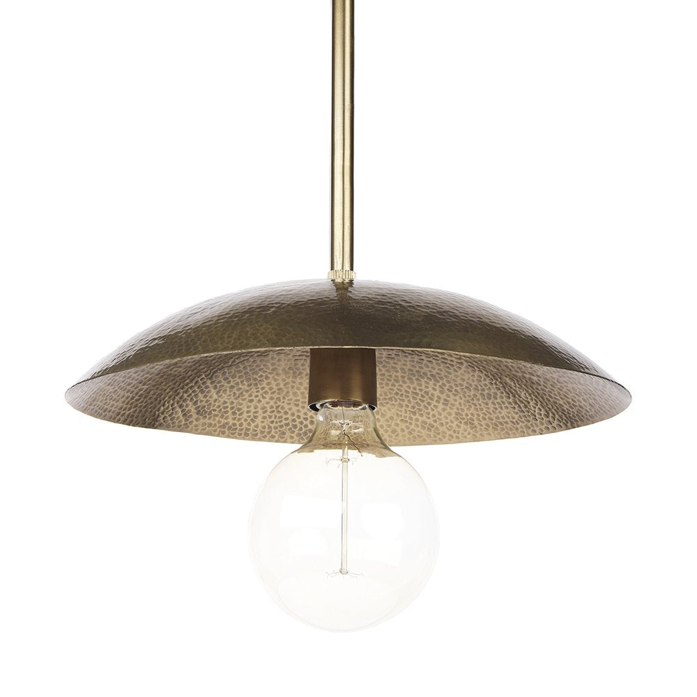 Hammered Gold Metal Hanging Pendant Light on a white background