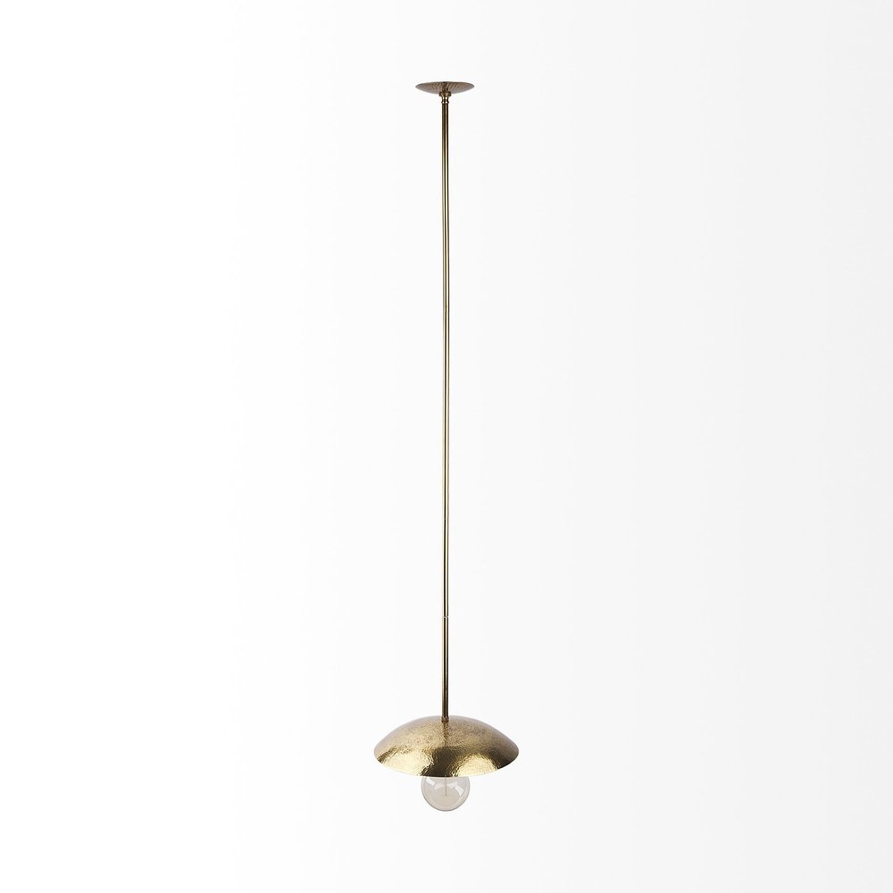 Hammered Gold Metal Hanging Pendant Light on a white background