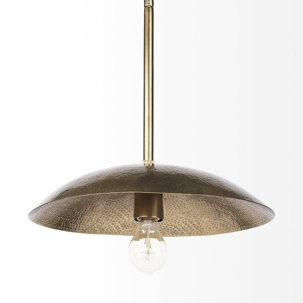 Hammered Gold Metal Hanging Pendant Light on a white background