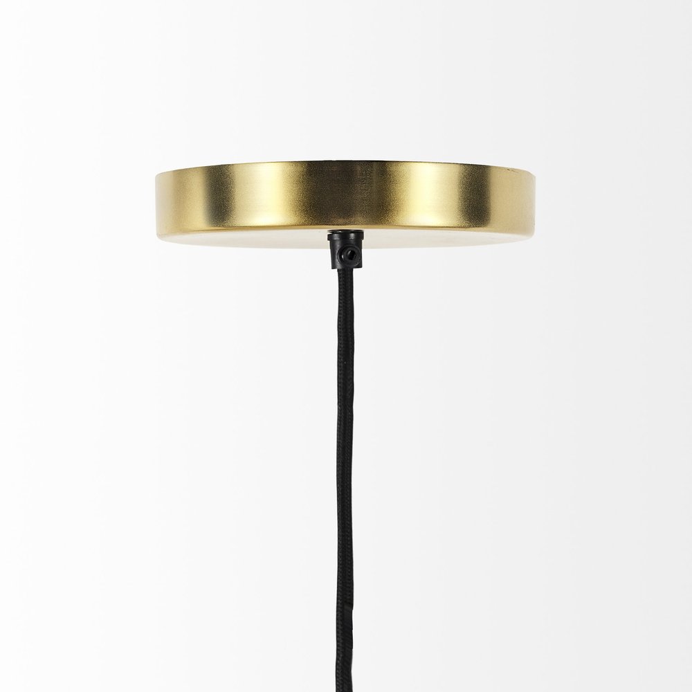 Gold Metal Wire Mesh Hanging Pendant Light on a white background