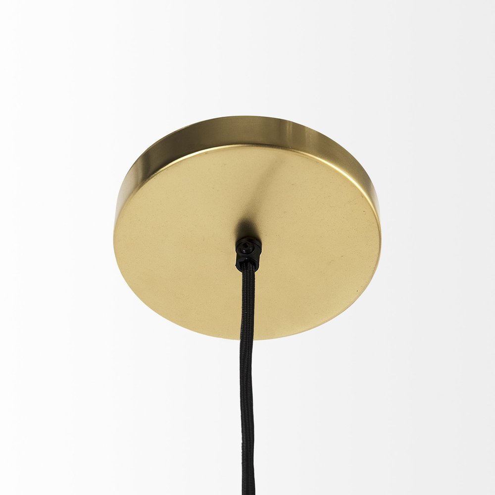 Gold Metal Wire Mesh Hanging Pendant Light on a white background