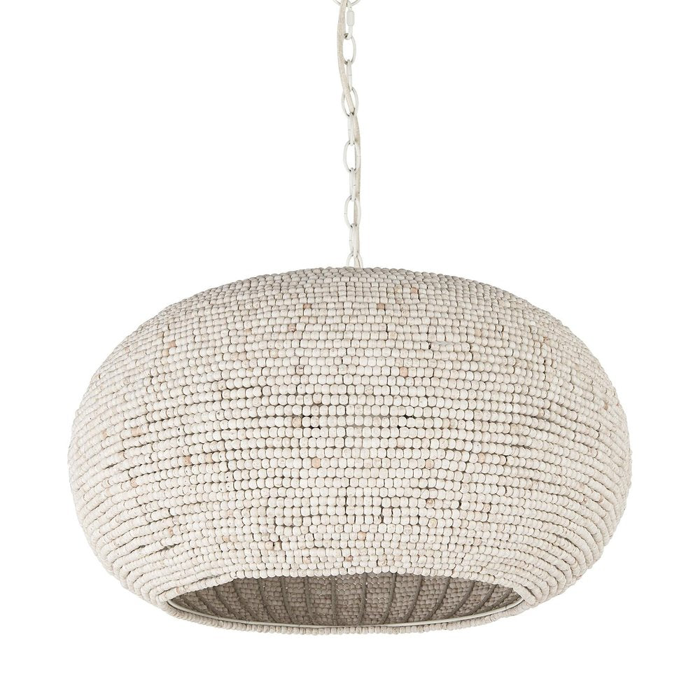 Whitewash Beaded Hanging Chandelier on a white background