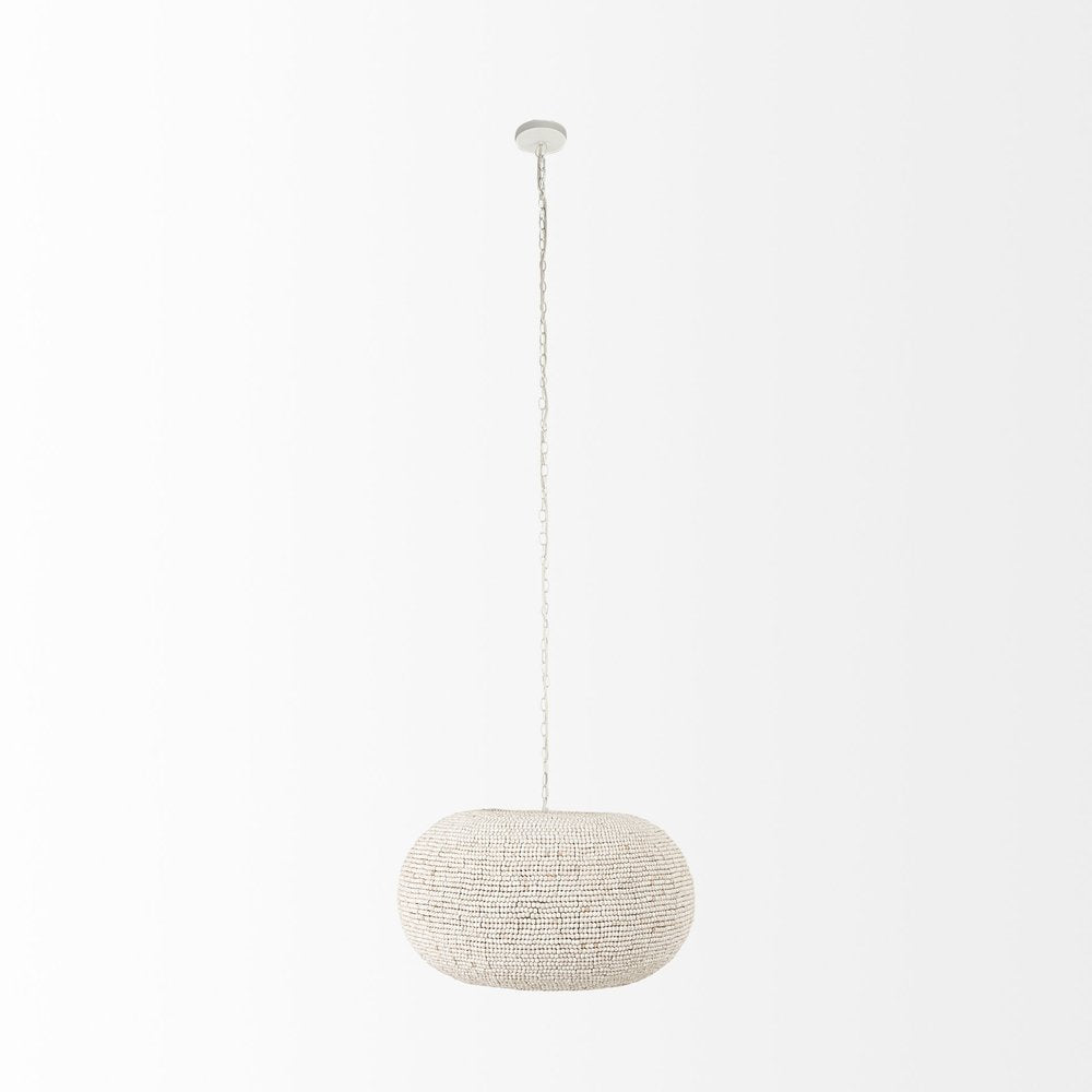 Whitewash Beaded Hanging Chandelier on a white background