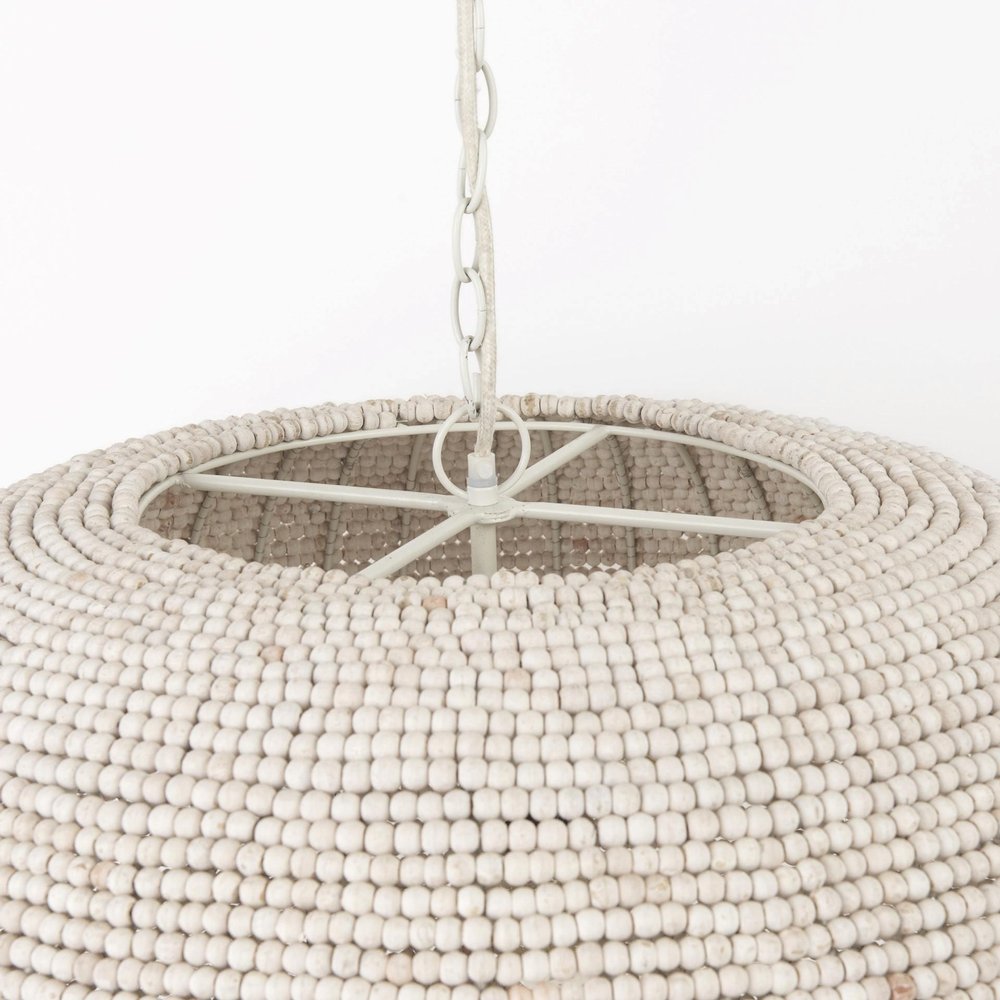 Whitewash Beaded Hanging Chandelier on a white background