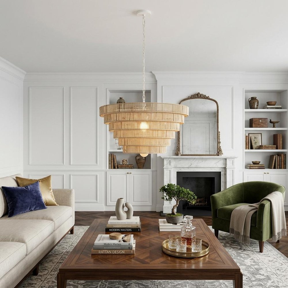 Light Brown Six Tier Hanging Chandelier