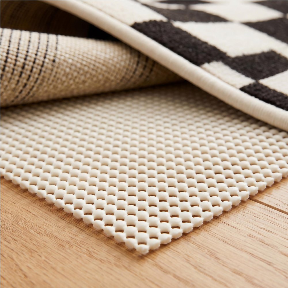 6' x 9' Ivory Striped Weave Non Slip Rug Pad