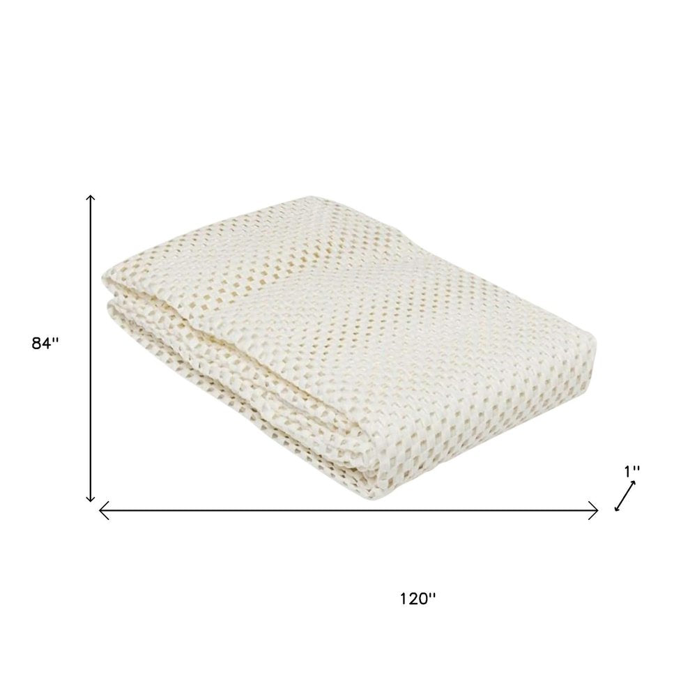 6' x 9' Ivory Striped Weave Non Slip Rug Pad. Rug pad isolated on a plain white background, finished in ivory.