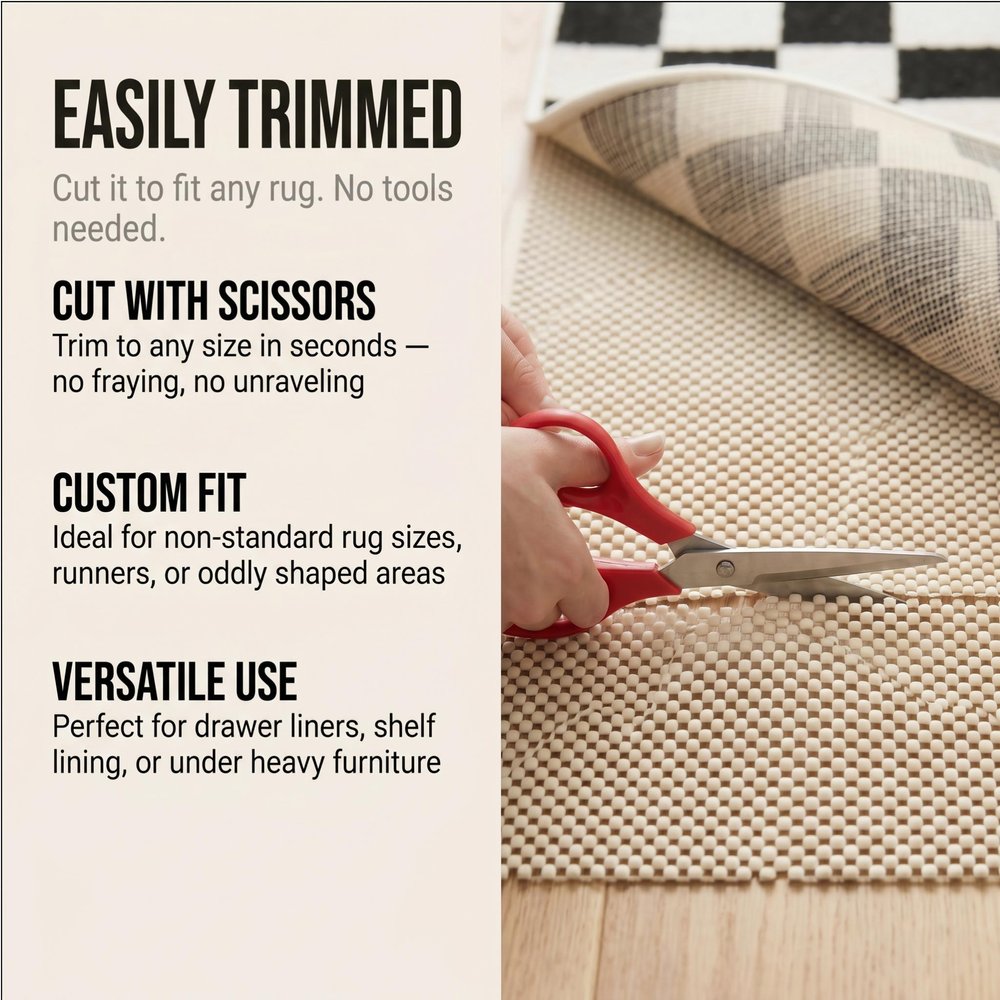 6' x 9' Ivory Striped Weave Non Slip Rug Pad
