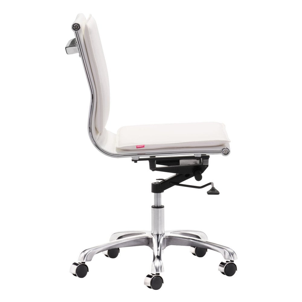White and Silver Adjustable Swivel Faux Leather Rolling Executive Office Chair - 93" H x 58.4" W x 58.4" D