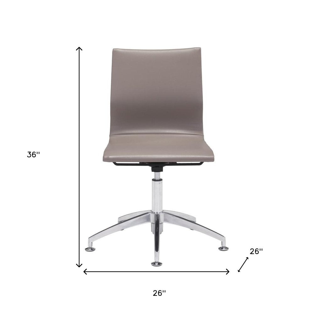 Taupe and Silver Swivel Faux Leather Conference Office Chair on a white background