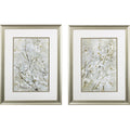 Set of Two Small White Flowers Wall Art on a white background