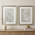 Set of Two Small White Flowers Wall Art