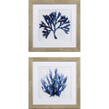 Set of Two Navy Underwater Coral Watercolor Wall Art on a white background