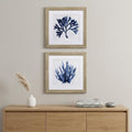 Set of Two Navy Underwater Coral Watercolor Wall Art