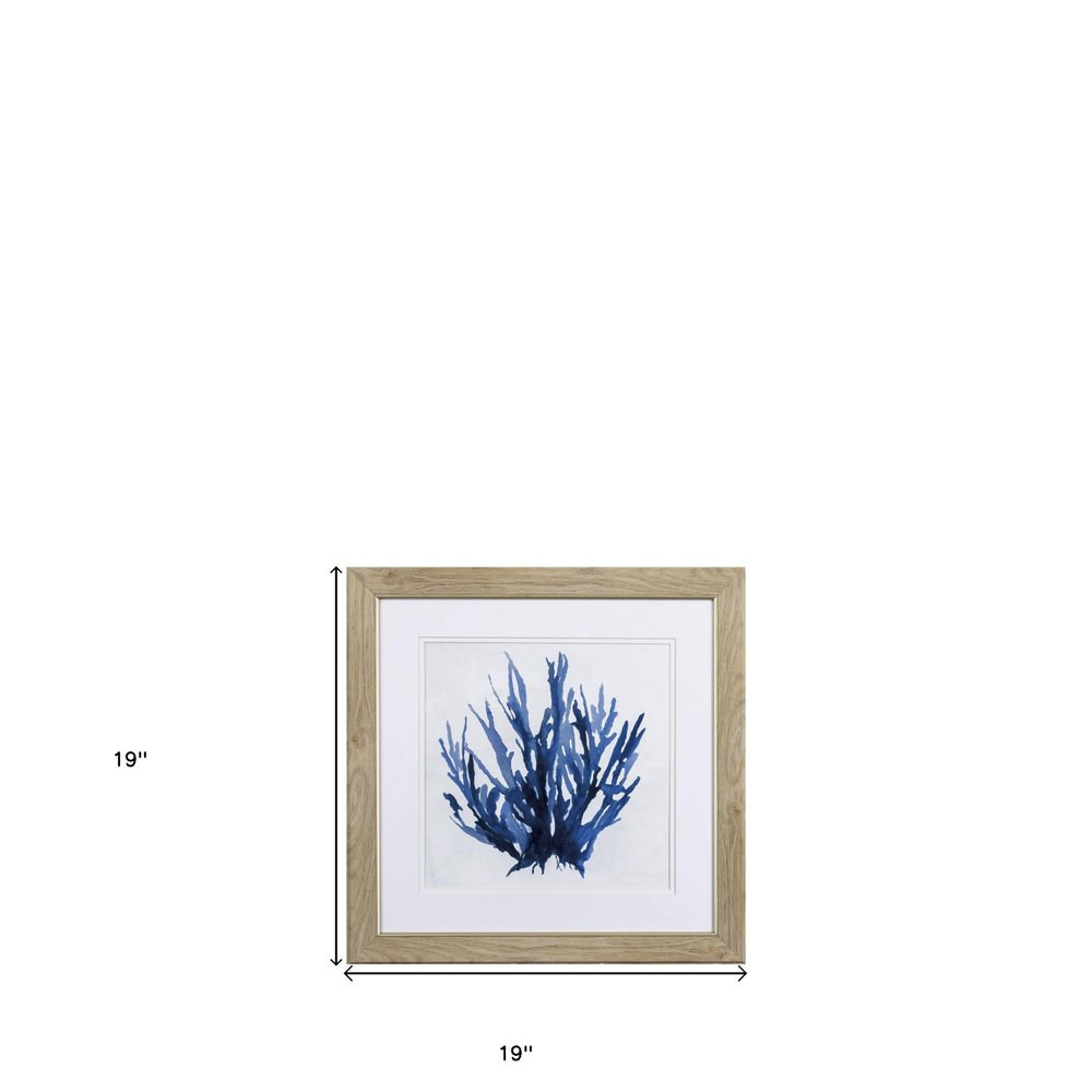 Set of Two Navy Underwater Coral Watercolor Wall Art on a white background
