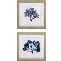 Set of Two Deep Blue Sea Coral Watercolor Wall Art on a white background