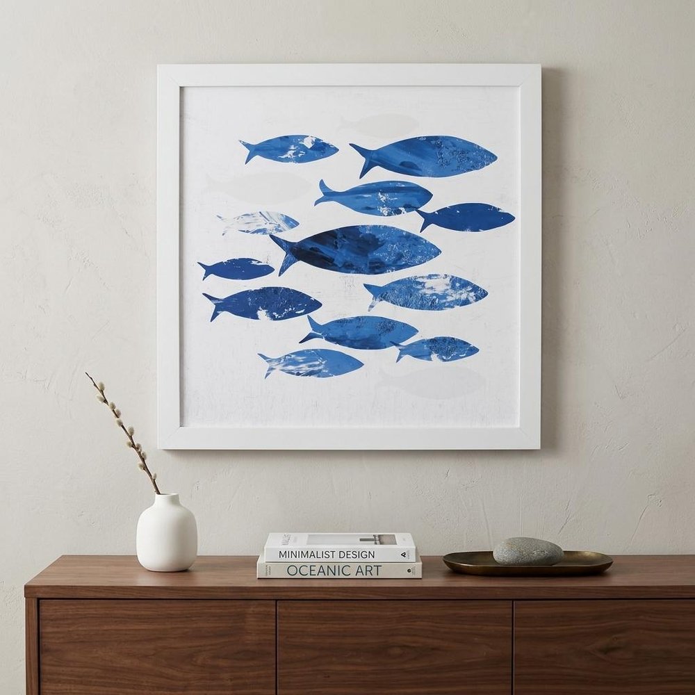 Marble Blue School of Fish 1 Wall Art