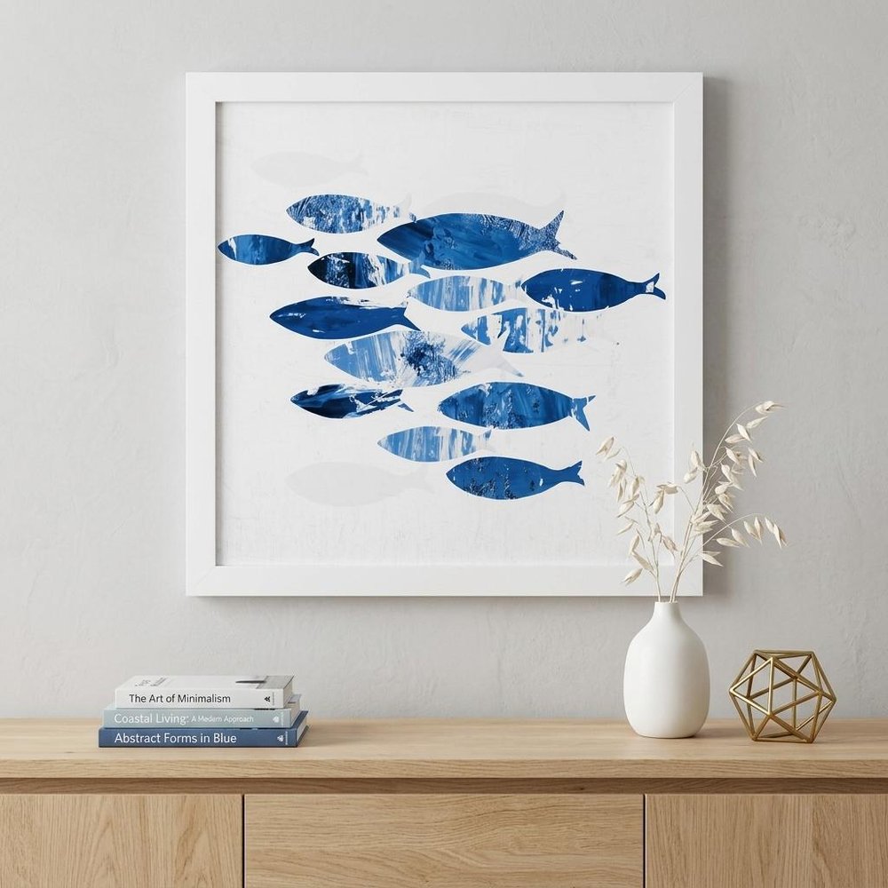Marble Blue School of Fish 2 Wall Art