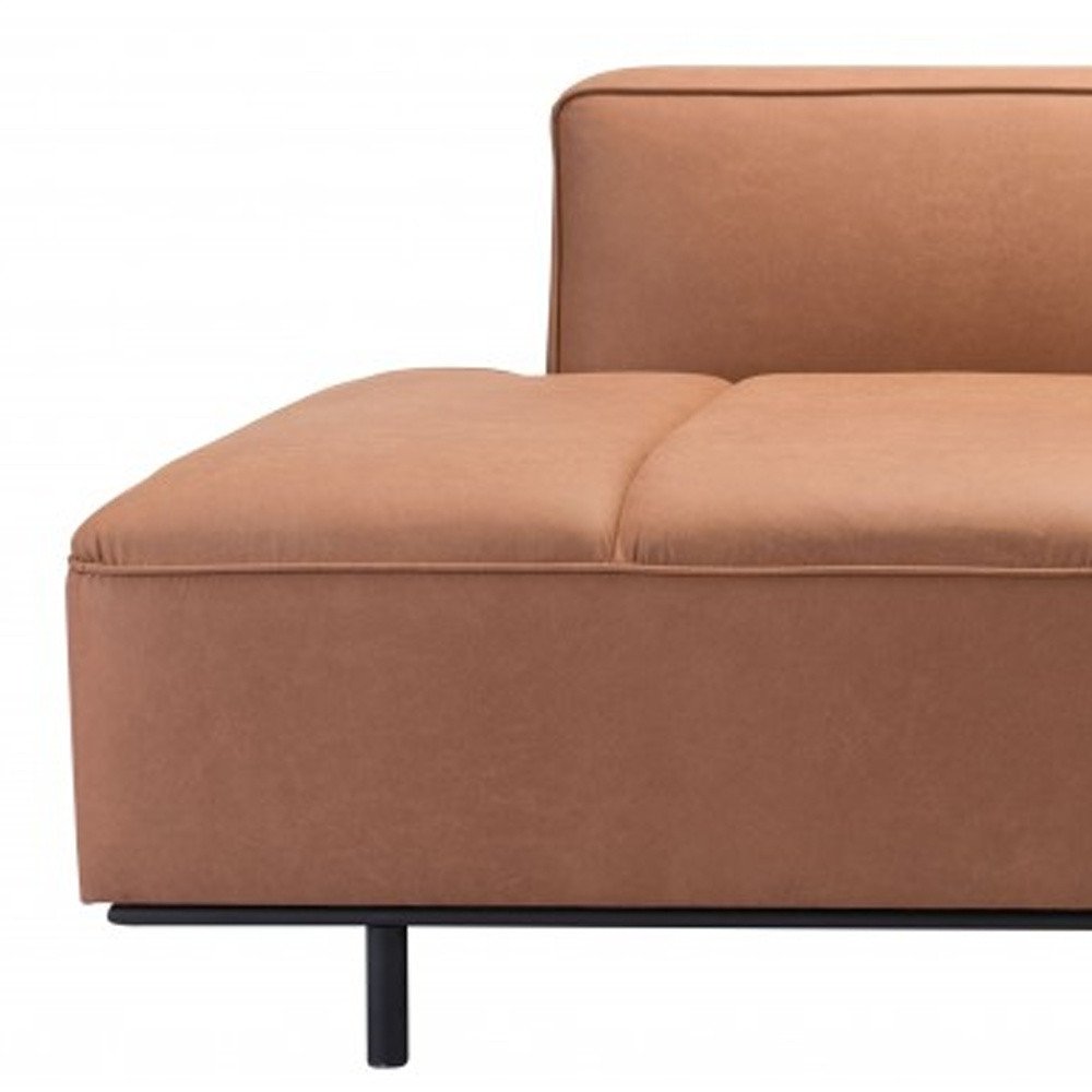 79" Brown Faux Leather Sofa With Black Legs on a white background