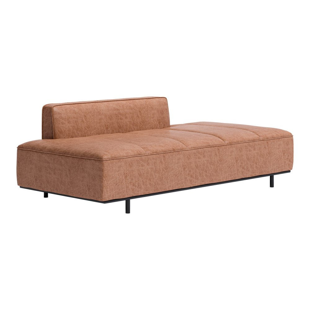 79" Brown Faux Leather Sofa With Black Legs