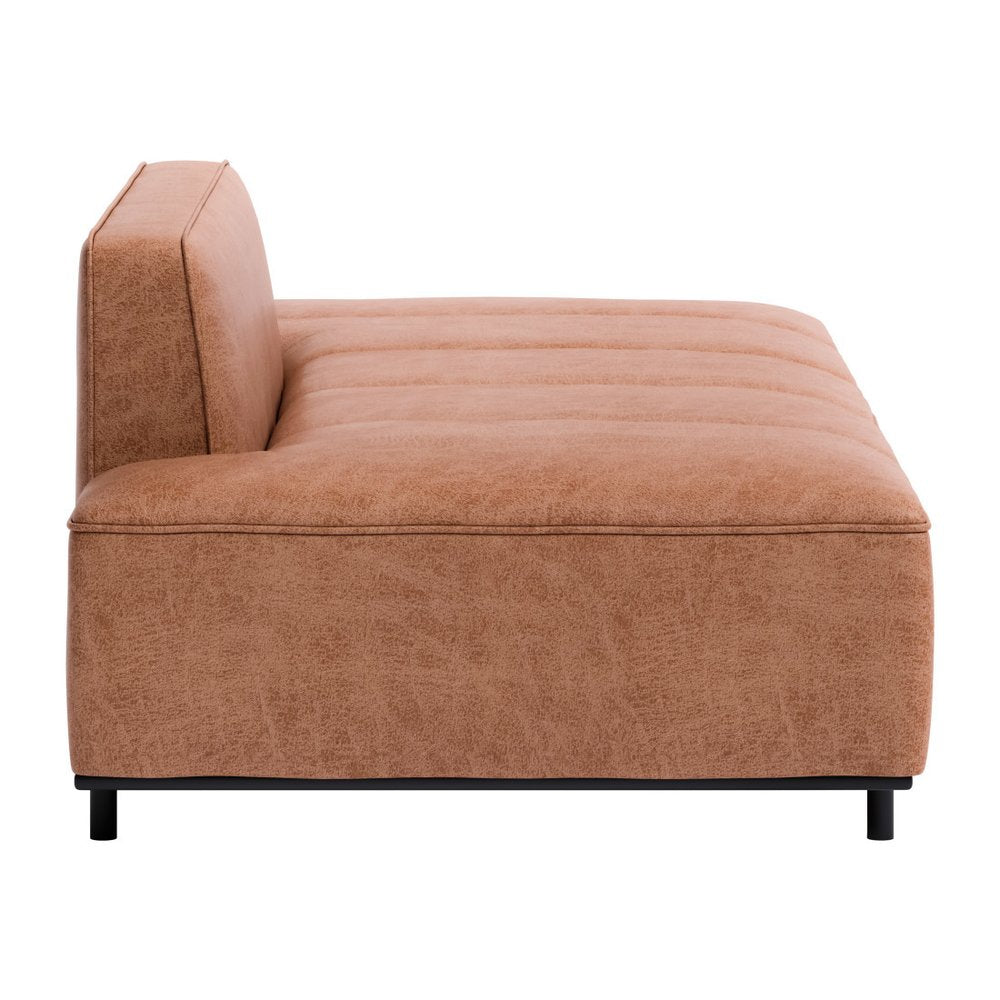79" Brown Faux Leather Sofa With Black Legs