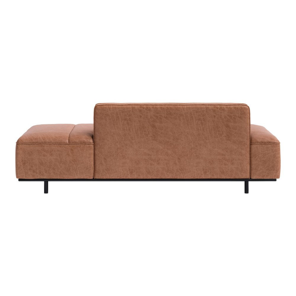 79" Brown Faux Leather Sofa With Black Legs